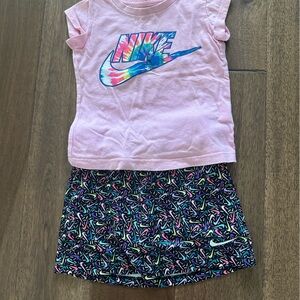 Nike Pink Tee and Multicolor Patterned Skort
